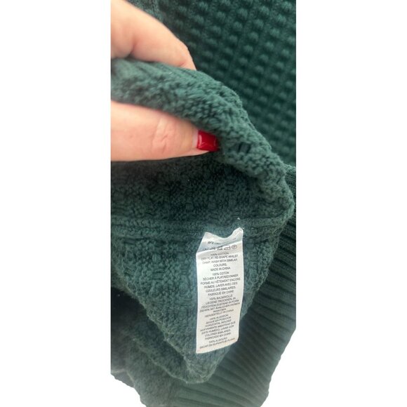 FRENCH CONNECTION Mock Turtleneck Sweater Emerald Green Size M Cotton Chunky - Picture 5 of 6